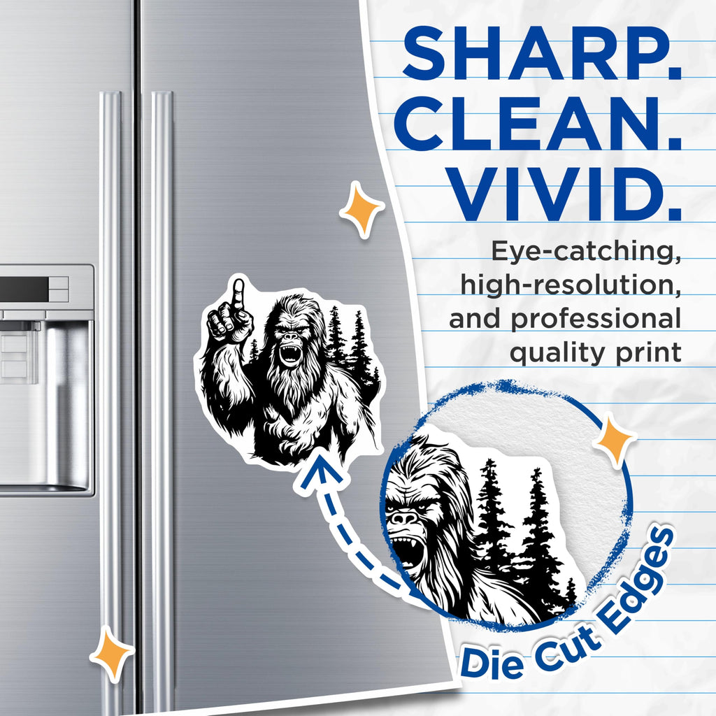 (2 Pack) Bigfoot Magnets - Roaring Sasquatch Pointing Finger - Mythical Cryptid Forest Creature Refrigerator Decor Accents - 5 Inches On Longest Side - Thick Durable Magnet - Made in USA - MAG20398