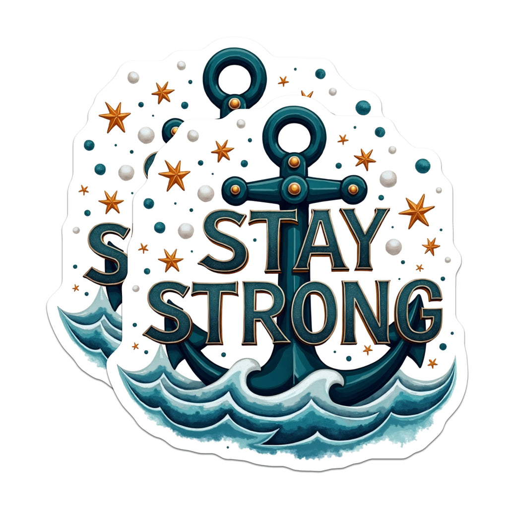 (2 Pack) Stay Strong Anchor Magnets - Nautical Resilience Decor - Motivational Ocean Fridge Magnets - 5 Inches On Longest Side - Thick Durable Magnet - Made in USA - MAG38804