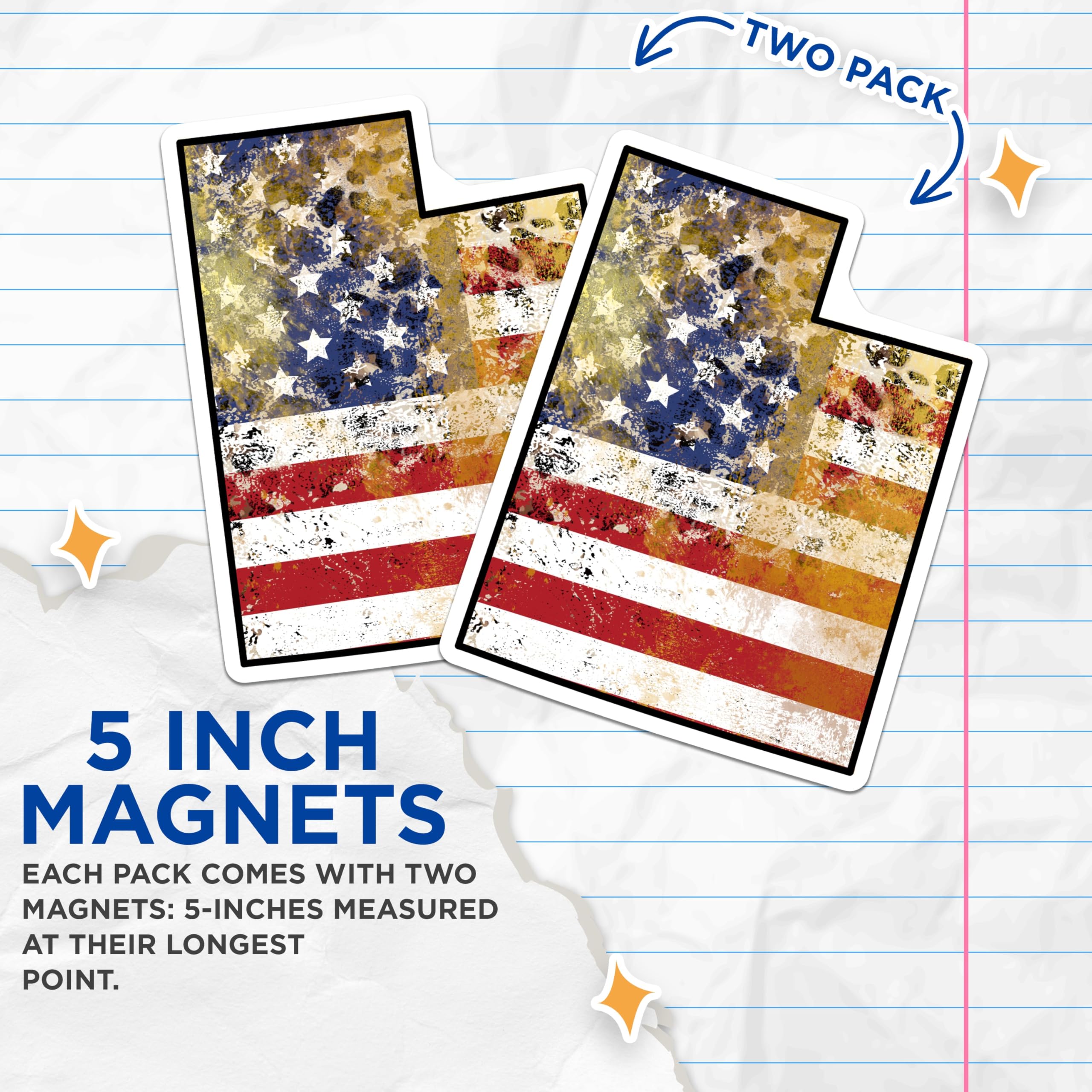 (2 Pack) Utah State Flag Magnets - USA Map - American Pride Fridge Decorations - 5" On Longest Side - Premium Magnet - for Cars, Refrigerators, Toolboxes, Lockers - Made in USA - MAG17521