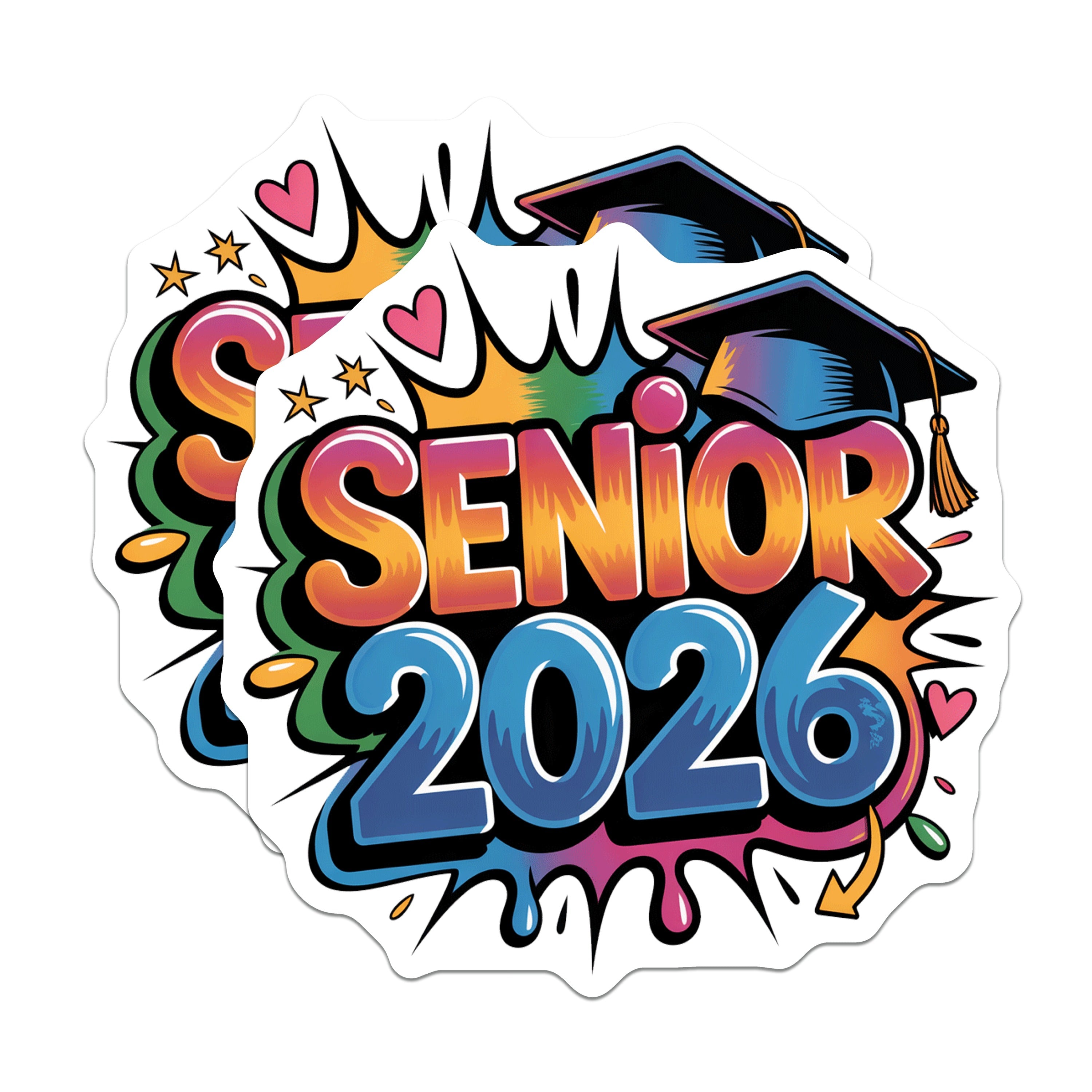 (2 Pack) Senior 2026 Magnets - Class of 2026 Grad Cap Decor - High School College Graduation Celebration - 5 Inches On Longest Side - Thick Durable Magnet - Made in USA - MAG36459