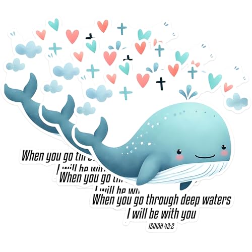 (3 Pack) Bible Verse Decals - Christian Whale Decal - Religious Laptop Decal - 3 Inches On Longest Side - Easy Peel & Apply - Made in USA - 3MCS1630