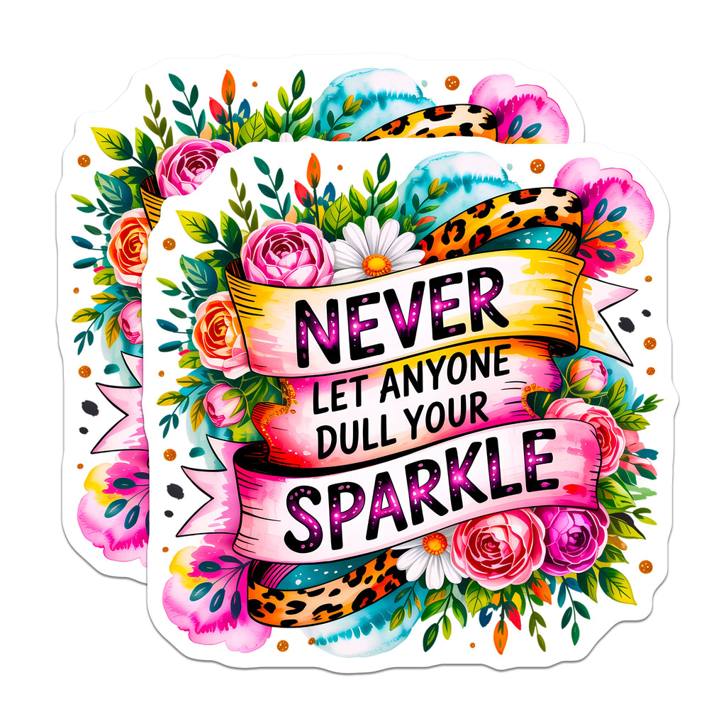 (2 Pack) Never Dull Your Sparkle Magnets - Inspirational Floral Quote - Empowering Affirmation Decor - Positive Vibe Fridge - 5" - Durable Magnet - Made in USA - MAG38949
