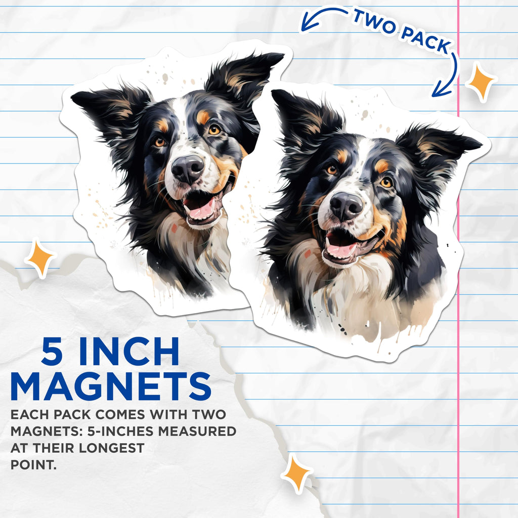(2 Pack) Bernese Mountain Dog Magnets - Happy Dog Art - Pet Lover Refrigerator Decor - Dog Mom Dad Gift - 5 Inches On Longest Side - Thick Durable Magnet - Made in USA - MAG27487