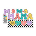 (2 Pack) Mama Heart Stickers - Mom Appreciation - Colorful Checkerboard Design - 5" On Longest Side - Sticks to Smooth Flat Surfaces - Made in USA - BMCS9174