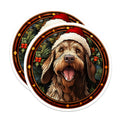(2 Pack) Christmas Dog Magnets - Santa Hat Pet Decor - Festive Dog Lover Refrigerator Art - 5 Inches On Longest Side - Thick Durable Magnet - Made in USA - MAG25288