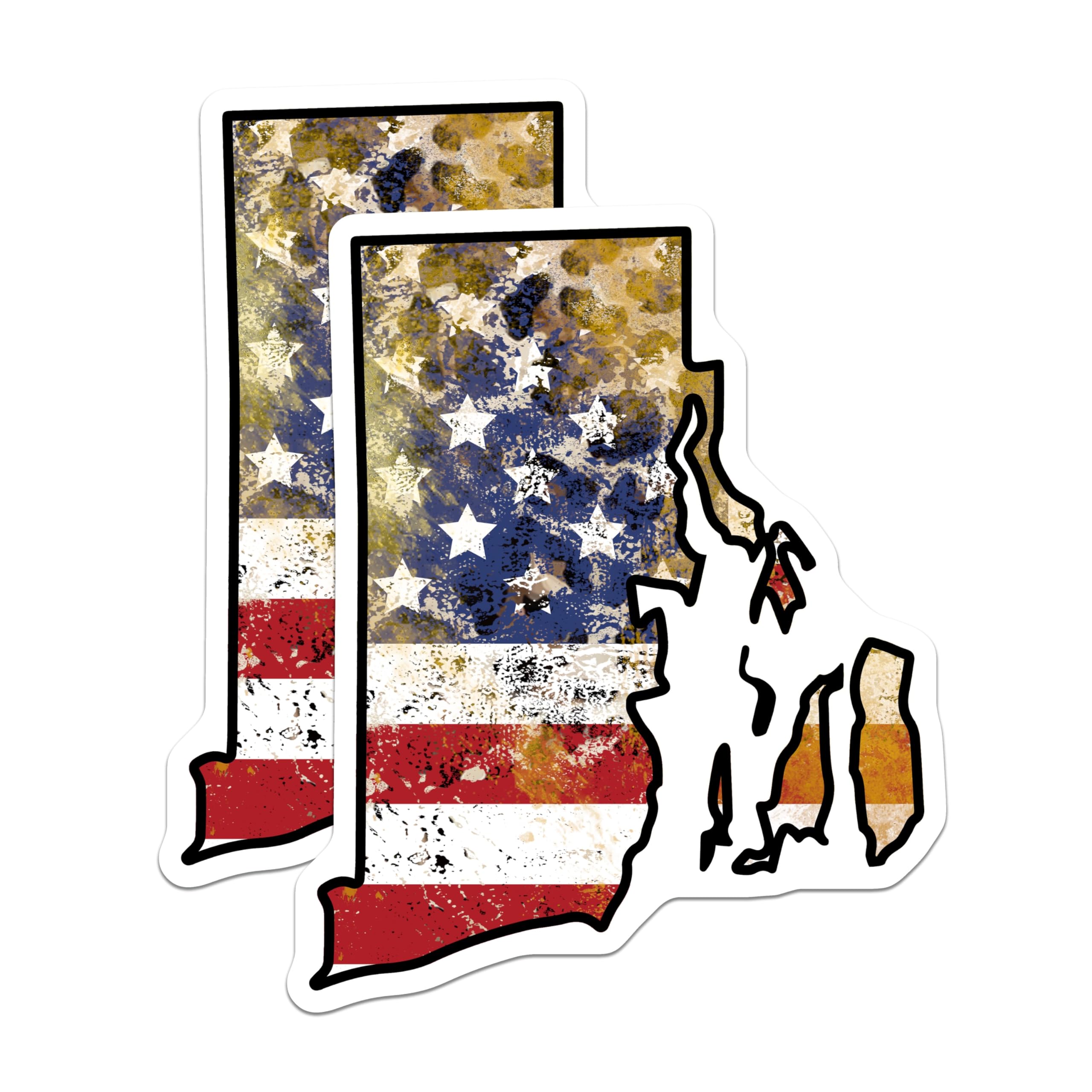 (2 Pack) Rhode Island Magnets - US Flag RI State - Patriotic Fridge Decor - 5" On Longest Side - Premium Magnet - for Cars, Refrigerators, Toolboxes, Lockers - Made in USA - MAG17964
