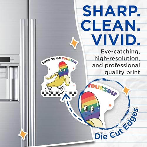 (2 Pack) Fun Pride Magnets - Dare to Be Yourself - Colorful Baa Magnets - 5" On Longest Side - for Cars, Fridges, Toolboxes - Made in USA - MAG6971