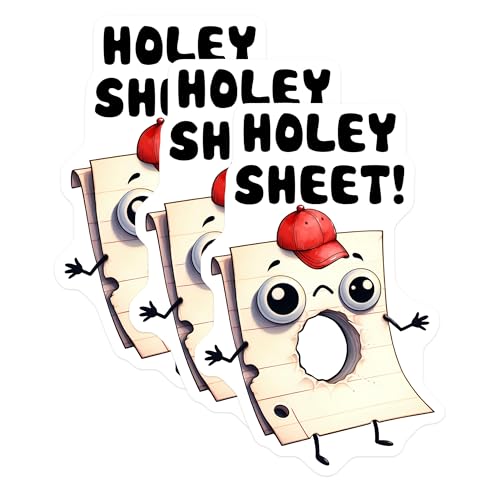 (3 Pack) Holey Sheet Decals - Funny Pun Sticker - Cute Stationery Decals - 3 Inches On Longest Side - Easy Peel & Apply - Made in USA - 3MCS6355