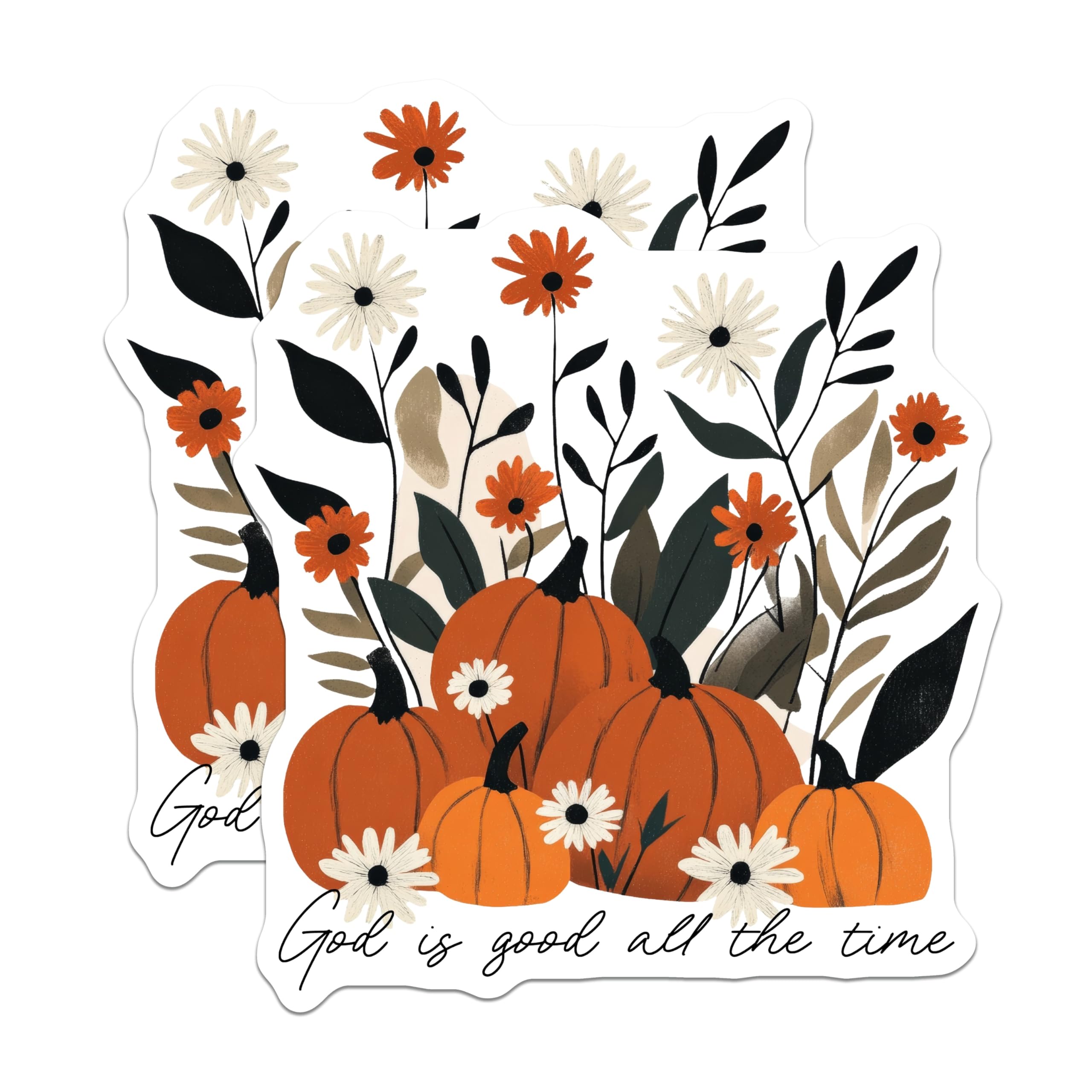(2 Pack) Fall Christian Pumpkins Magnets - God is Good Message - Autumn Kitchen Farmhouse Decor - 5 Inches On Longest Side - Thick Durable Magnet - Made in USA - MAG25797
