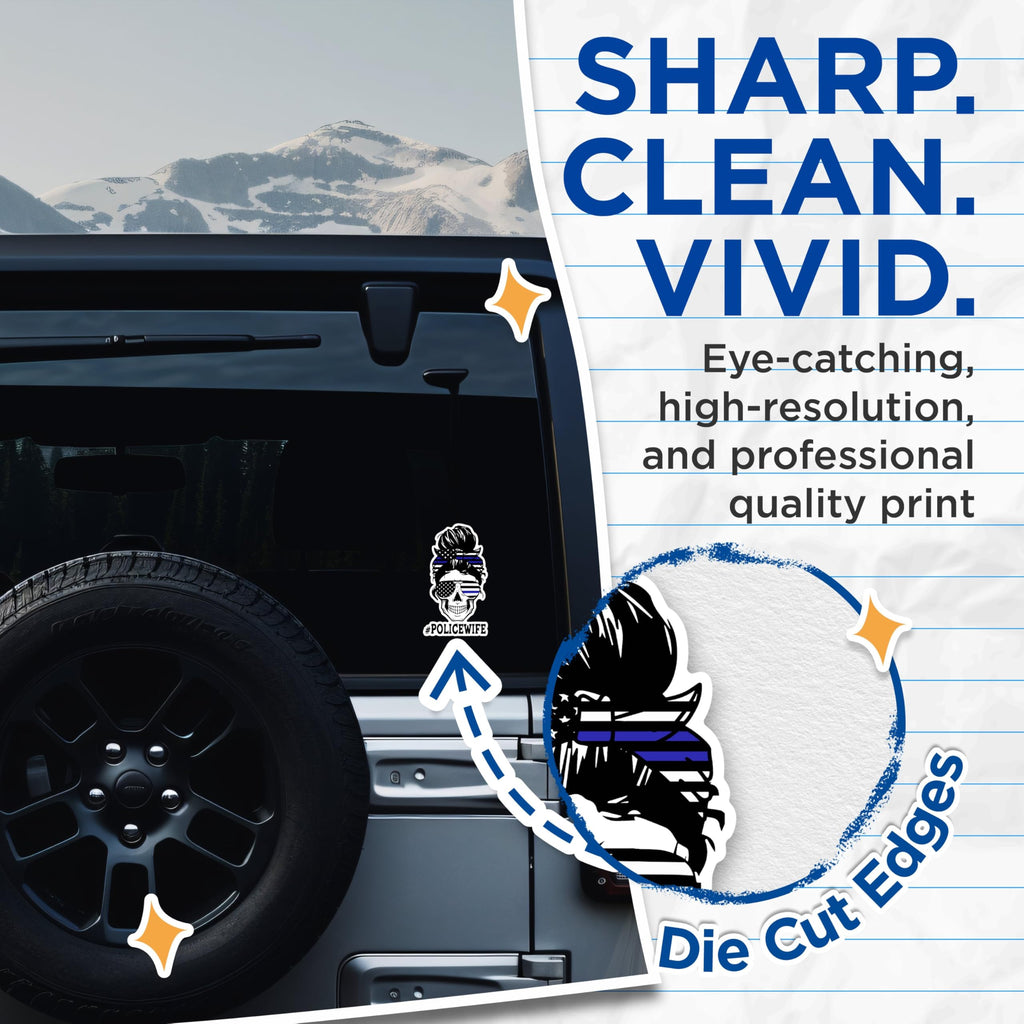 (2 Packs) Police Wife Stickers - Support for Police Married to Police Decals - 5 Inches On Longest Side - Premium Vinyl Decal - Sticks to Any Smooth Flat Surface - Made in USA - BMCS2511