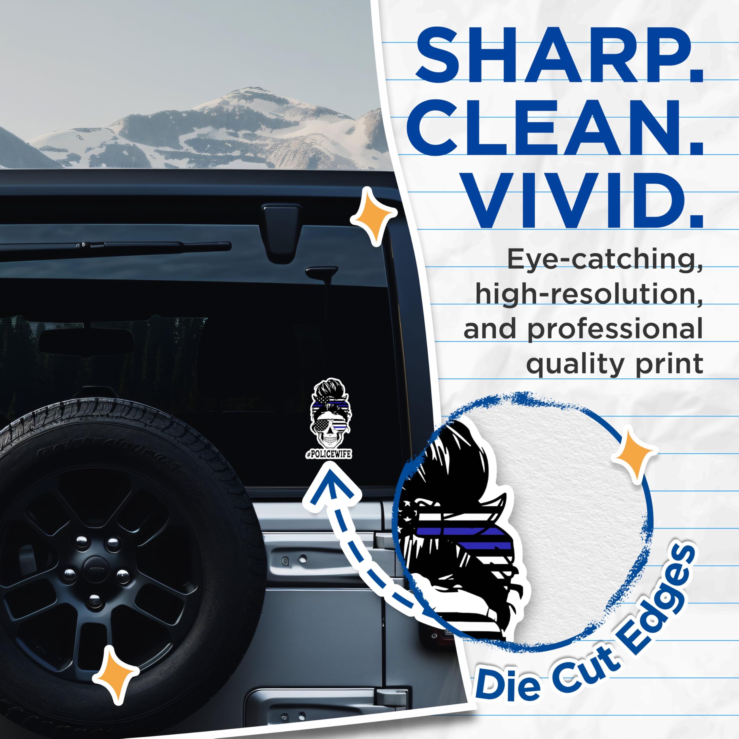(2 Packs) Police Wife Stickers - Support for Police Married to Police Decals - 5 Inches On Longest Side - Premium Vinyl Decal - Sticks to Any Smooth Flat Surface - Made in USA - BMCS2511