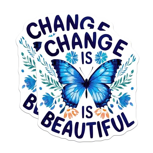 (2 Pack) Change is Beautiful Stickers - 5" On Longest Side - Sticks to Smooth Flat Surfaces - Made in USA - BMCS8635 - BMCS8635