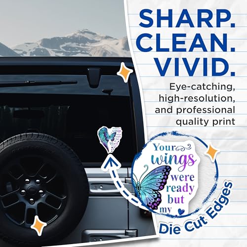 (2 Pack) Inspirational Quote Stickers - Butterfly Wing Design - Motivational Decal for Journals and Laptops - 5" On Longest Side - Sticks to Smooth Flat Surfaces - Made in USA - BMCS6109