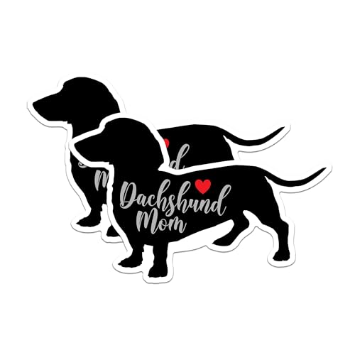 (2 Packs) Dachshund Mom Stickers - Cute Weiner Dog Lover Mom Decals - 5 Inches On Longest Side - Premium Vinyl Decal - Sticks to Any Smooth Flat Surface - Made in USA - BMCS2463