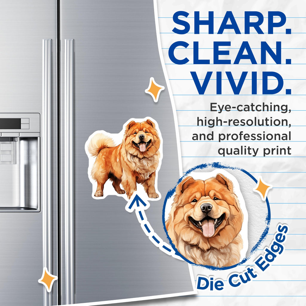 (2 Pack) Adorable Chow Chow Magnets - Fluffy Dog Lover Refrigerator Decor - Pet Parent Kitchen Home Accessories - 5 Inches On Longest Side - Thick Durable Magnet - Made in USA - MAG25067