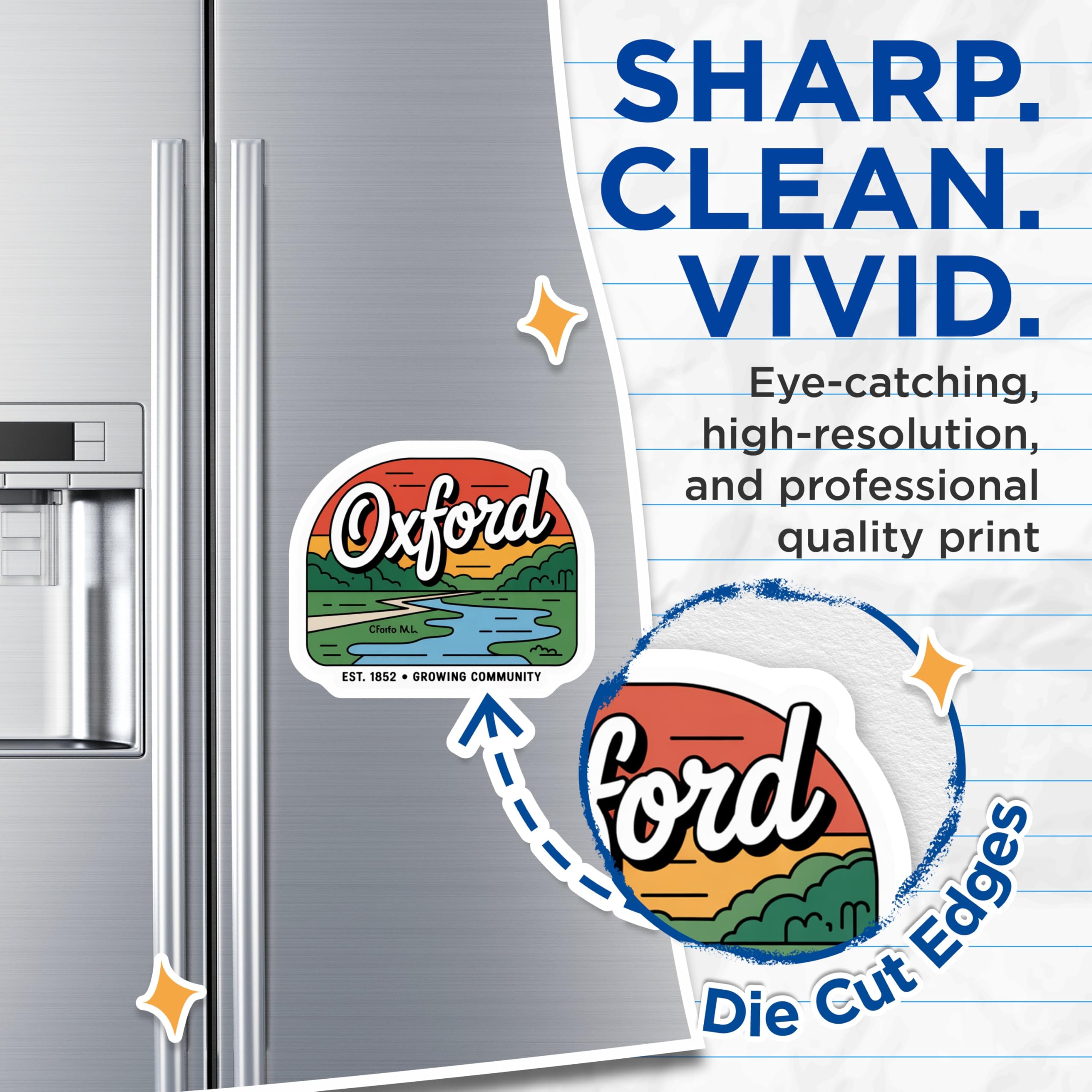(2 Pack) Oxford Magnets - Oxford Decor - Oxford Home Fridge Magnets - 5" On Longest Side - Premium Magnet - for Cars, Refrigerators, Toolboxes, Lockers - Made in USA - MAG17831