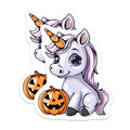(2 Pack) Cute Unicorn Halloween Magnets - Jack O Lantern Decor - Fantasy Animal Fridge Accessories - 5 Inches On Longest Side - Thick Durable Magnet - Made in USA - MAG37162