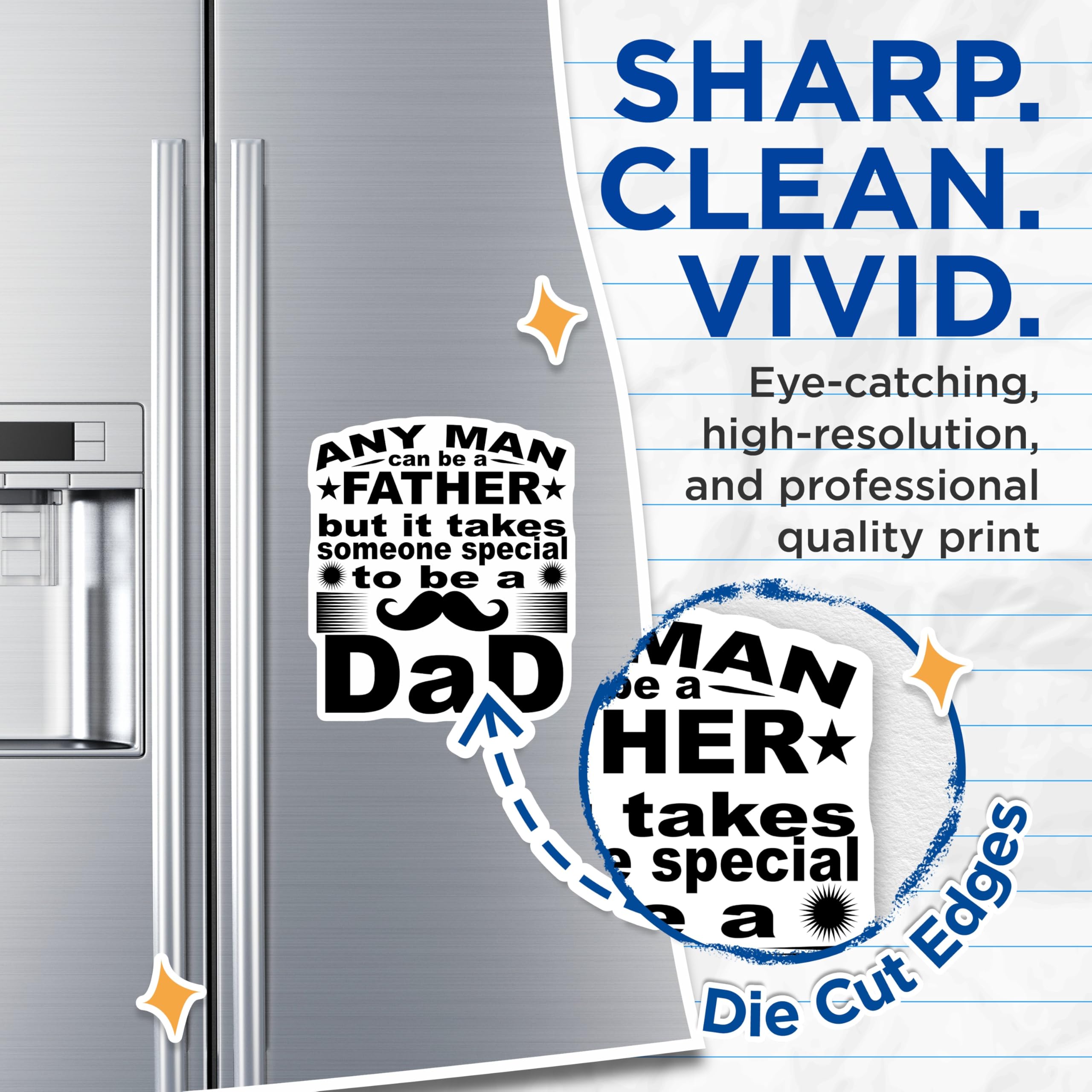 (2 Pack) Special Dad Father Magnets - Inspirational Quote Refrigerator Decor - Amazing Fatherhood Appreciation Statement - 5 Inches On Longest Side - Thick Durable Magnet - Made in USA - MAG24525