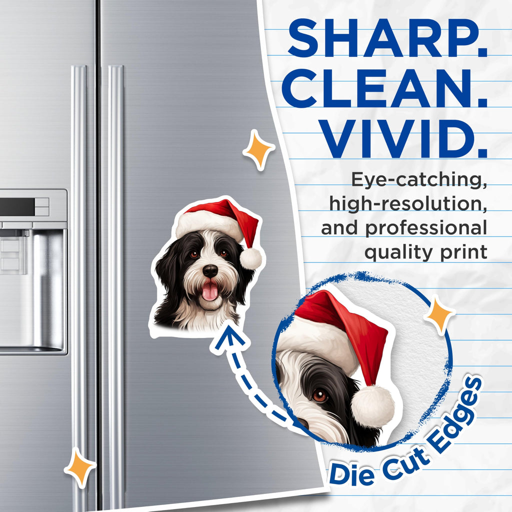 (2 Pack) Christmas Dog Magnets - Santa Hat Bernedoodle Magnets - Holiday Refrigerator Decor - 5 Inches On Longest Side - Thick Durable Magnet - Made in USA - MAG30720