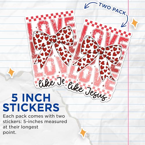 (2 Pack) Love Like Jesus Stickers - Inspirational Love Stickers - Christian Faith Stickers - 5" On Longest Side - Sticks to Any Smooth Flat Surface - Made in USA - BMCS3030