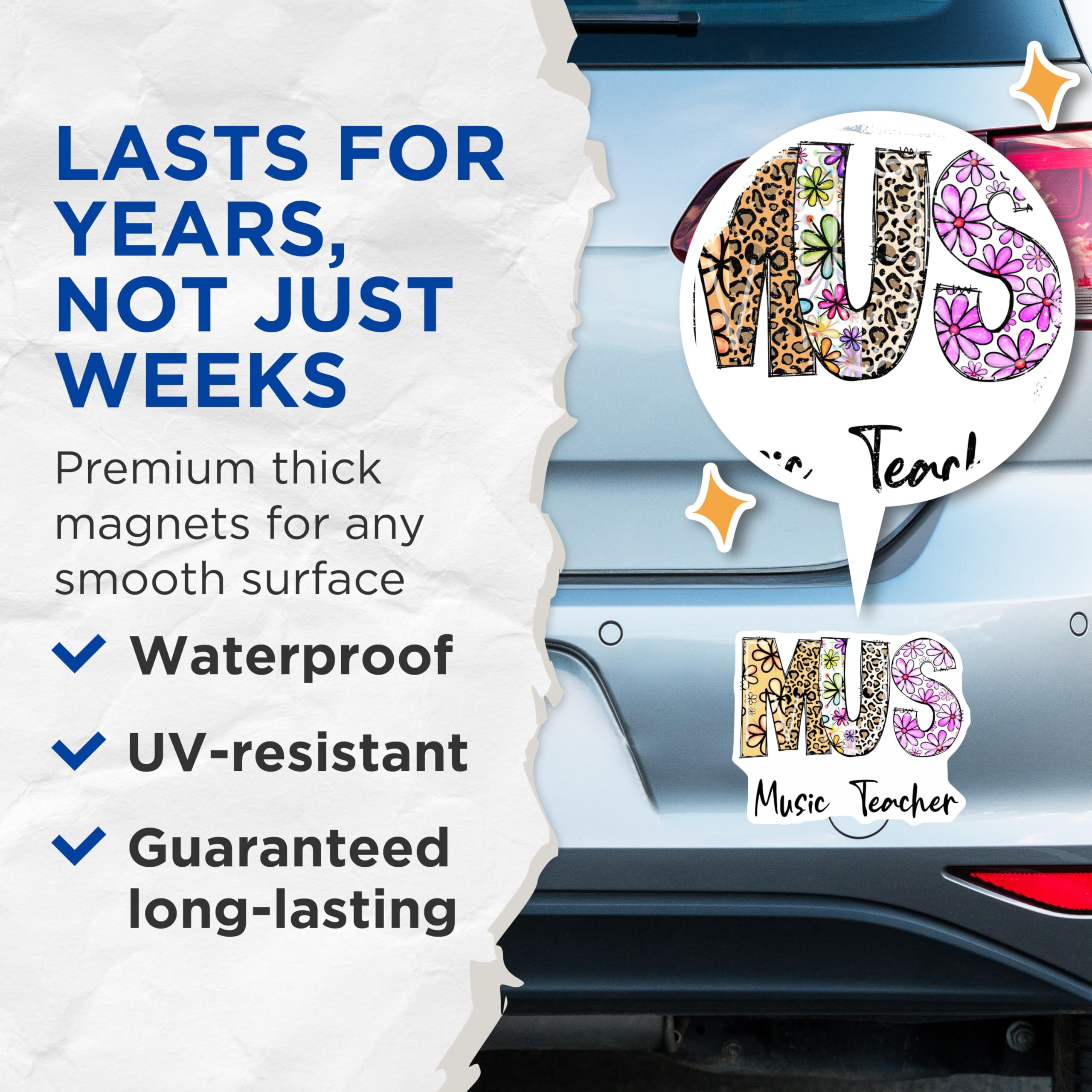 (2 Pack) Music Teacher Magnets - Floral Pattern - Cute Refrigerator Magnets - 5" On Longest Side - Premium Magnet - for Cars, Refrigerators, Toolboxes, Lockers - Made in USA - MAG14038