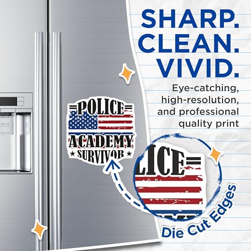 (2 Pack) Police Academy Survivor Magnets Magnets - Law Enforcement Graduate Keepsake - 5" On Longest Side - Made in USA - Sticks to Refrigerators & Metal Surfaces - MAG9151