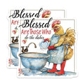 (2 Pack) Blessed are Those Who Do The Dishes Stickers - Funny Chicken Washing Dishes - Unique Kitchen - 5" On Longest Side - Sticks to Smooth Flat Surfaces - Made in USA - BMCS4366
