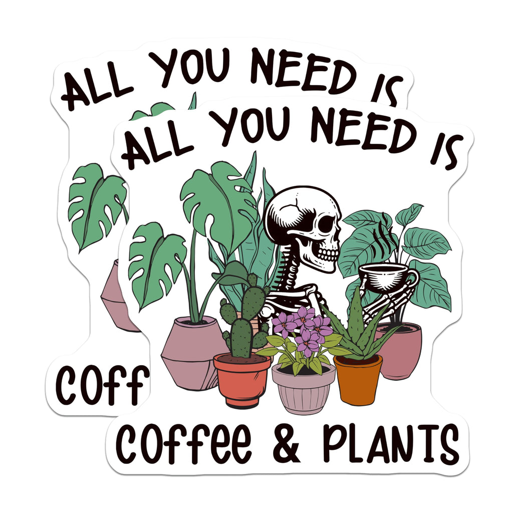 (2 Pack) Coffee Plants Magnets - Skeleton Plant Lover - Funny Coffee Addict Magnet - 5" On Longest Side - Premium Magnet - for Cars, Refrigerators, Toolboxes, Lockers - Made in USA - MAG18542