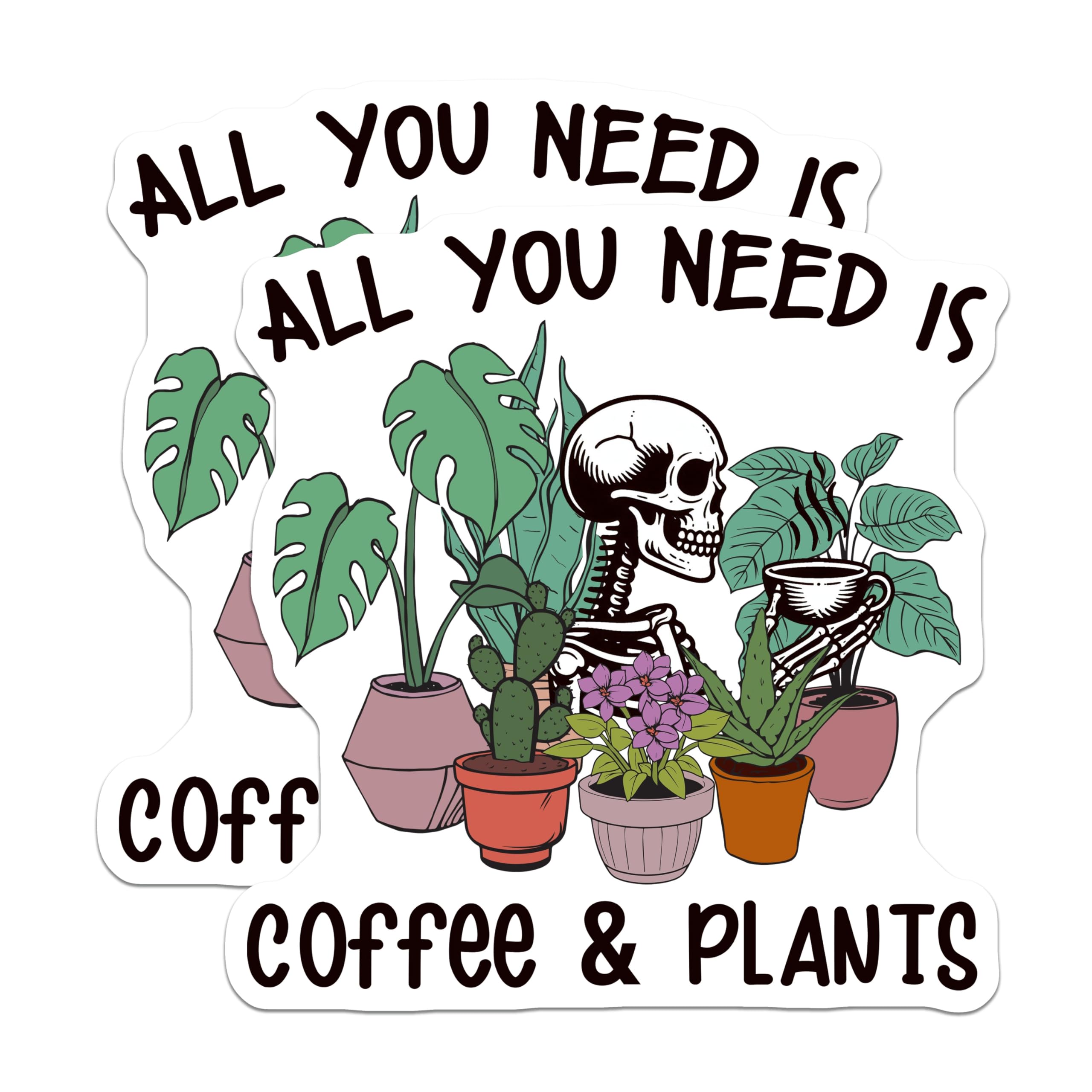(2 Pack) Coffee Plants Magnets - Skeleton Plant Lover - Funny Coffee Addict Magnet - 5" On Longest Side - Premium Magnet - for Cars, Refrigerators, Toolboxes, Lockers - Made in USA - MAG18542