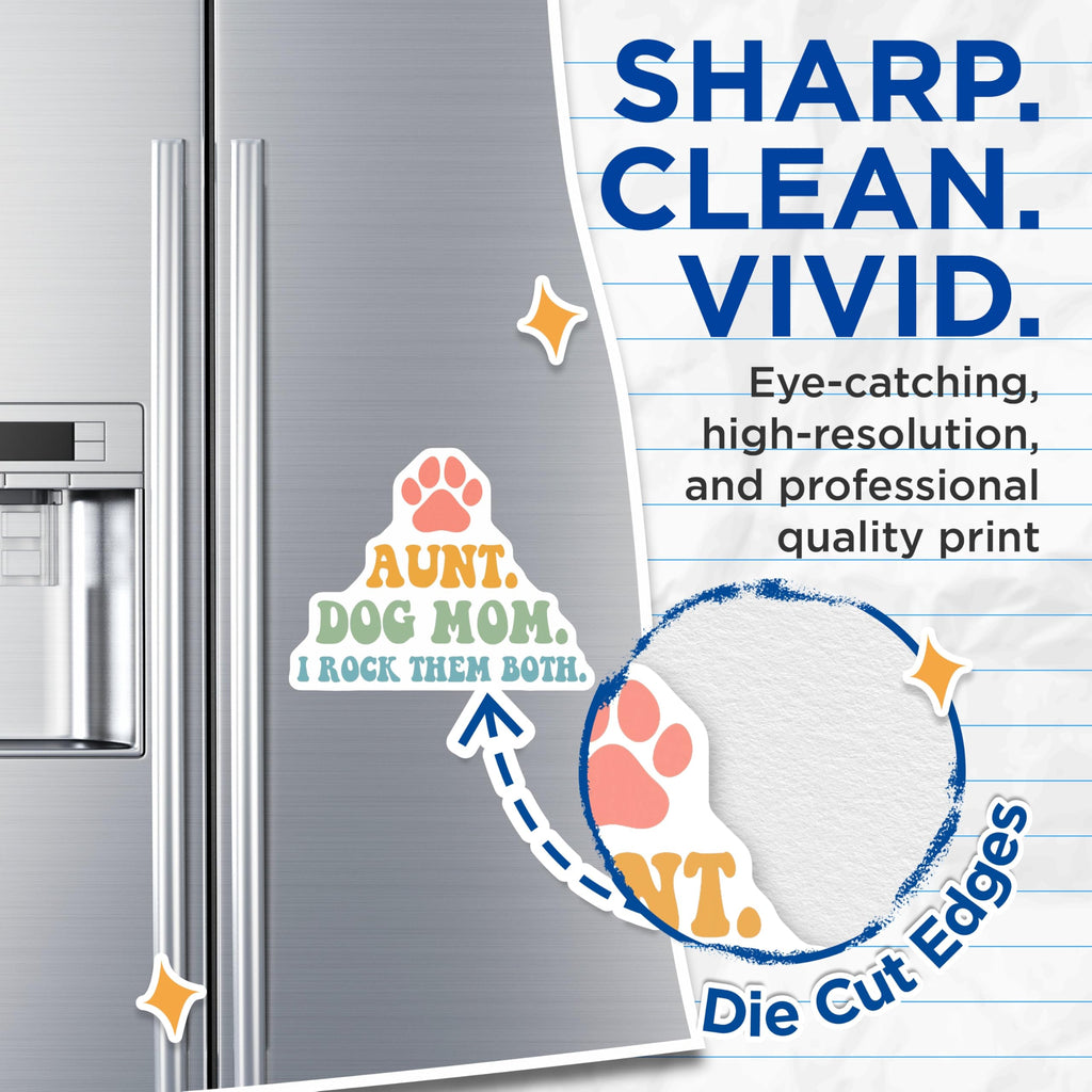 (2 Pack) Aunt Dog Mom Magnets - Groovy Dog Lover Fridge Decor - Proud Pet Parent Locker Accessory - 5 Inches On Longest Side - Thick Durable Magnet - Made in USA - MAG30868