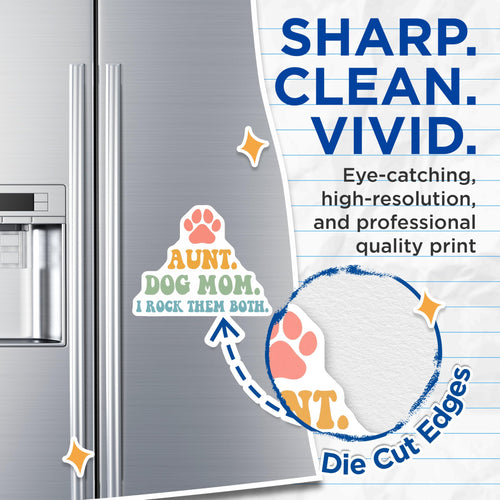 (2 Pack) Aunt Dog Mom Magnets - Groovy Dog Lover Fridge Decor - Proud Pet Parent Locker Accessory - 5 Inches On Longest Side - Thick Durable Magnet - Made in USA - MAG30868