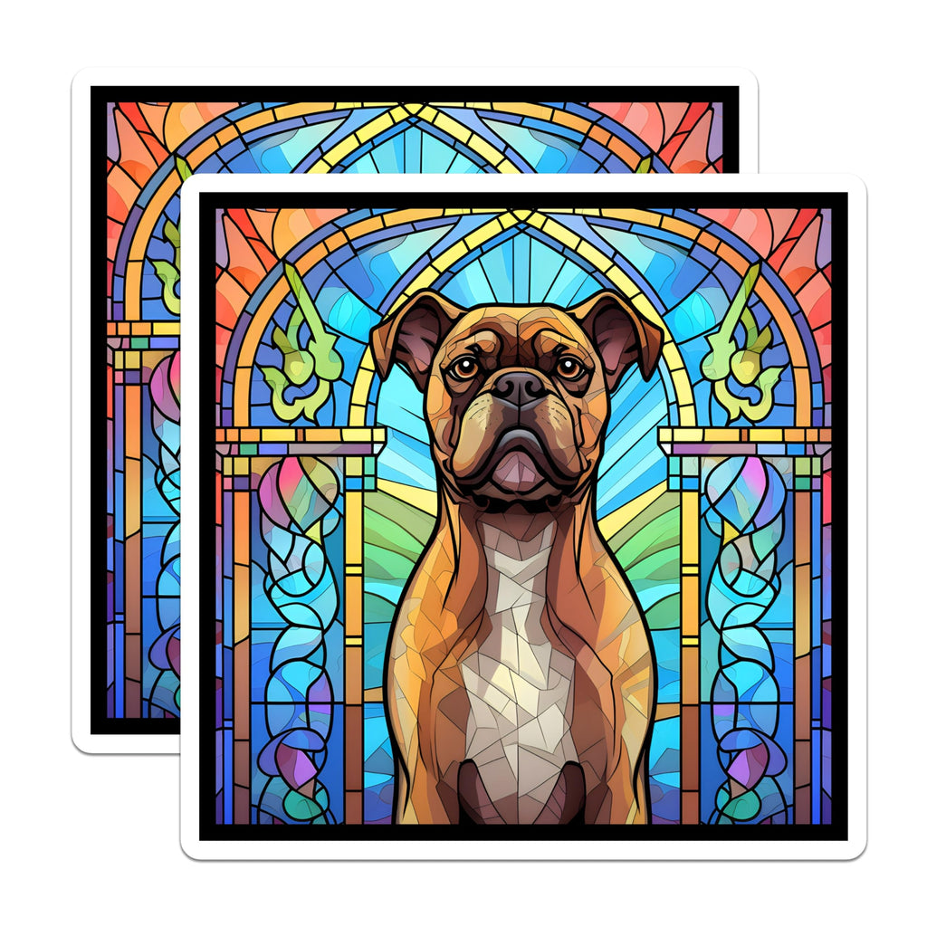 (2 Pack) Boxer Dog Magnets - Stained Glass Style - Unique Art Decoration - 5" On Longest Side - Premium Magnet - for Cars, Refrigerators, Toolboxes, Lockers - Made in USA - MAG15909