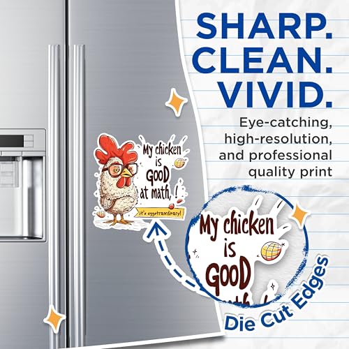 (2 Pack) Chicken Math Magnets - Funny Kitchen Decor Magnet - Cartoon Chicken Magnets- 5" On Longest Side - for Fridges, Toolboxes, Cars - Made in USA - MAG2607