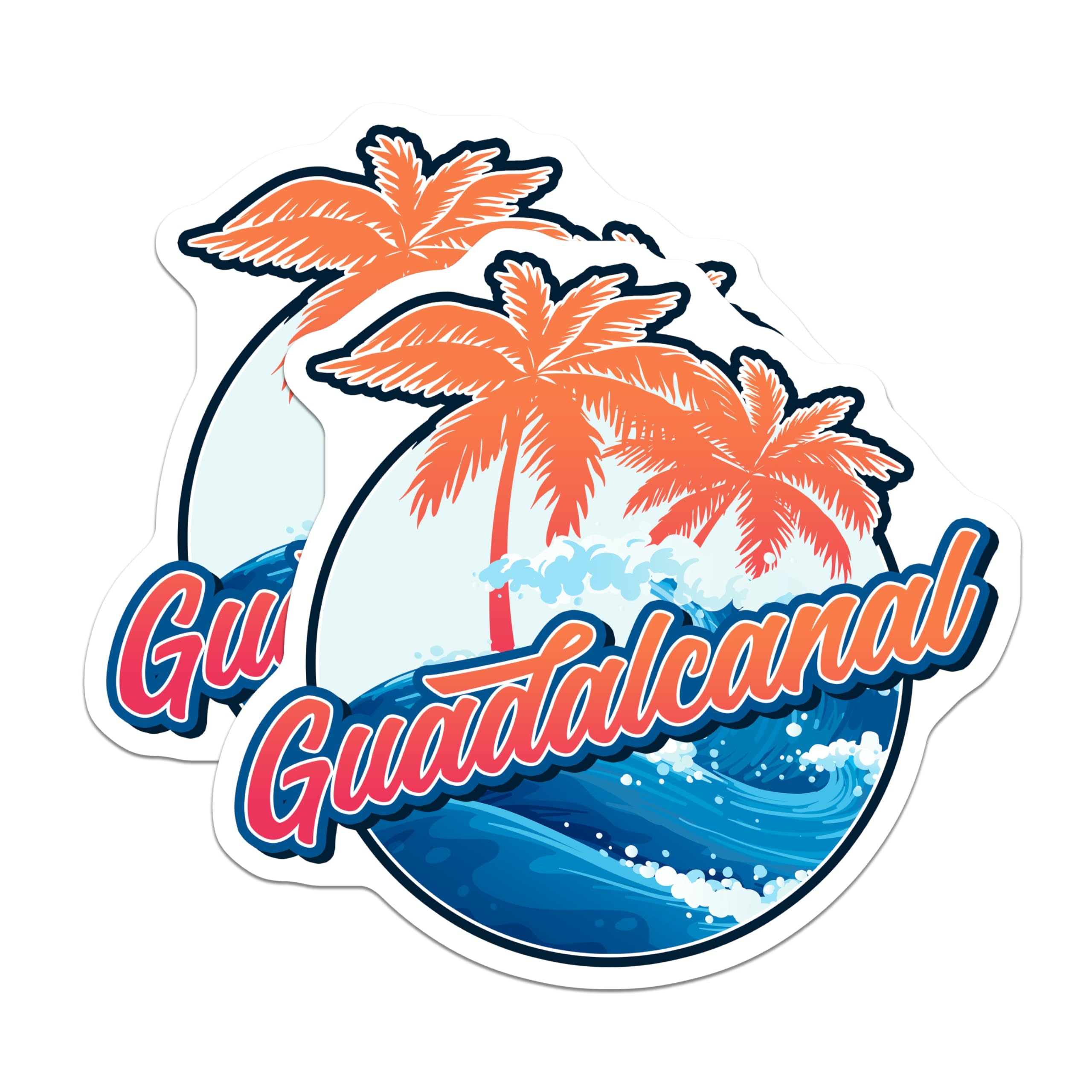 (2 Pack) Guadalcanal Magnets - Island Souvenir - Tropical Beach Home Decor - 5" On Longest Side - Premium Magnet - for Cars, Refrigerators, Toolboxes, Lockers - Made in USA - MAG17759