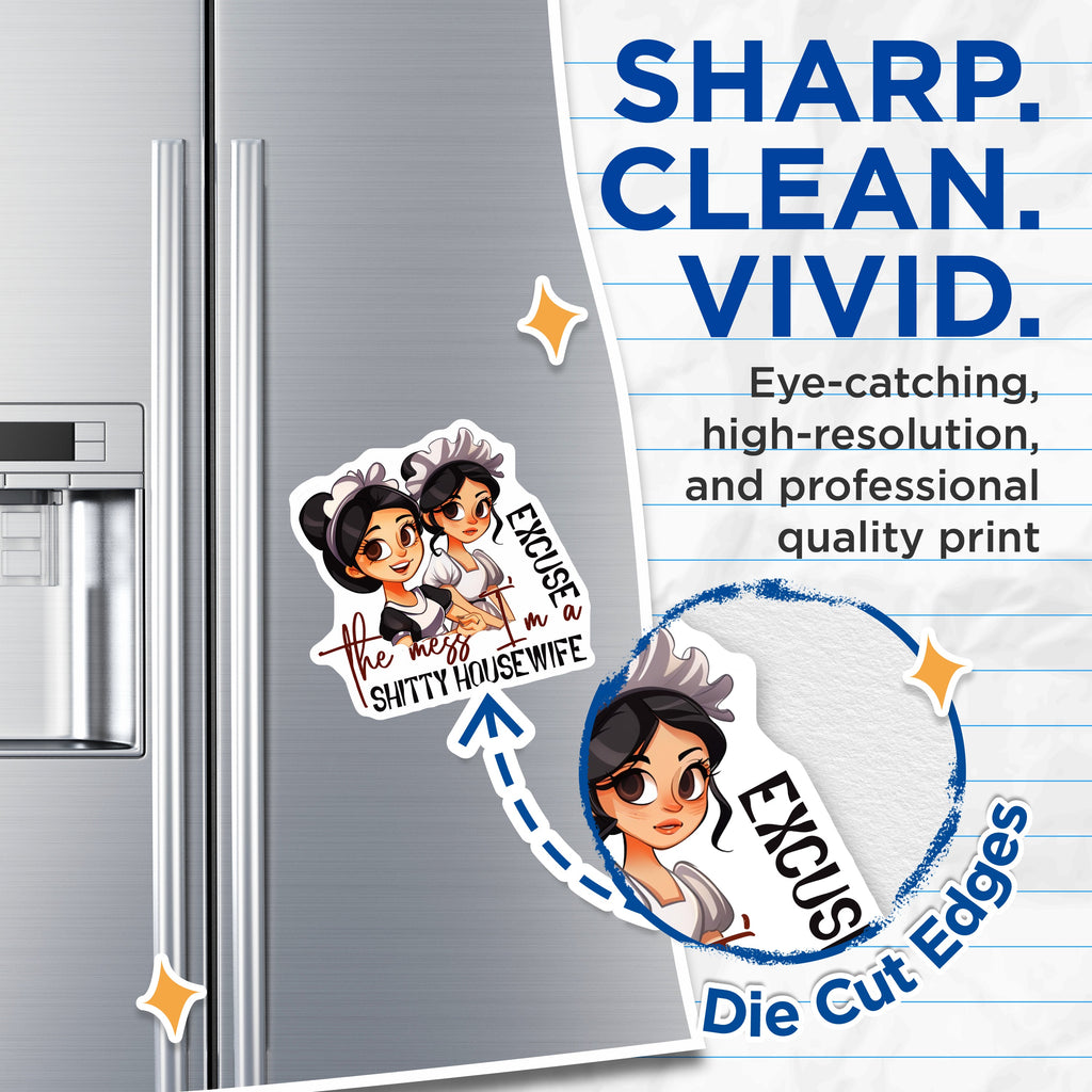 (2 Pack) Shitty Housewife Magnets - Funny Messy Maid Humor - Relatable Mom Fridge Decor - Kitchen Home Accessory - 5 Inches On Longest Side - Thick Durable Magnet - Made in USA - MAG37841
