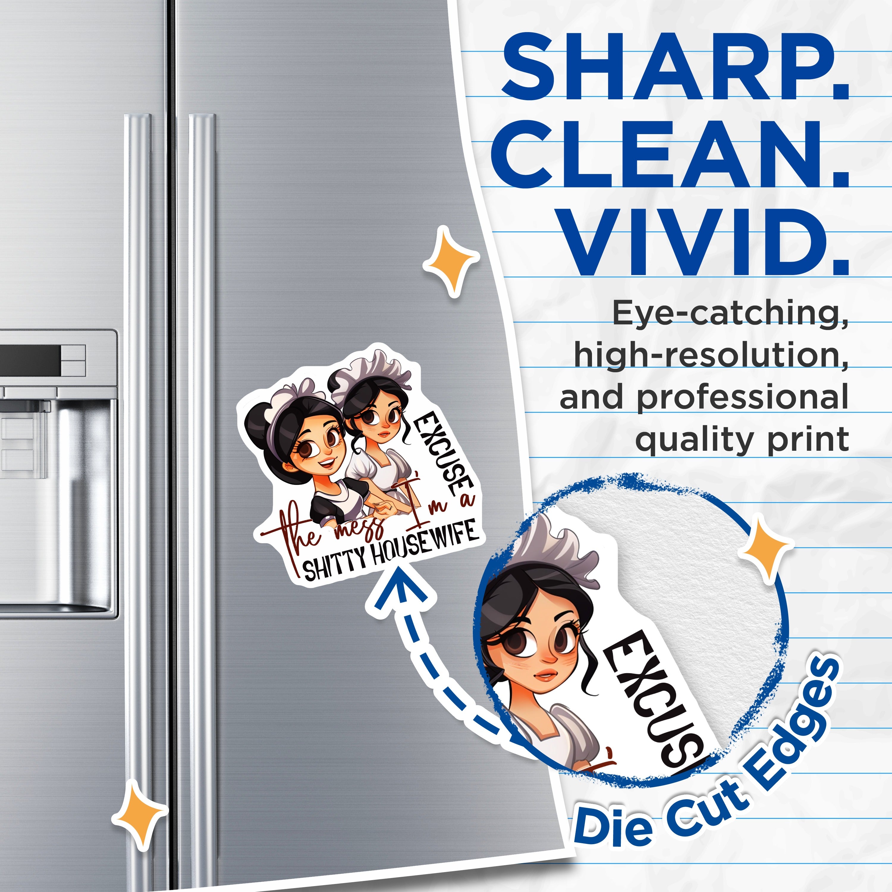 (2 Pack) Shitty Housewife Magnets - Funny Messy Maid Humor - Relatable Mom Fridge Decor - Kitchen Home Accessory - 5 Inches On Longest Side - Thick Durable Magnet - Made in USA - MAG37841