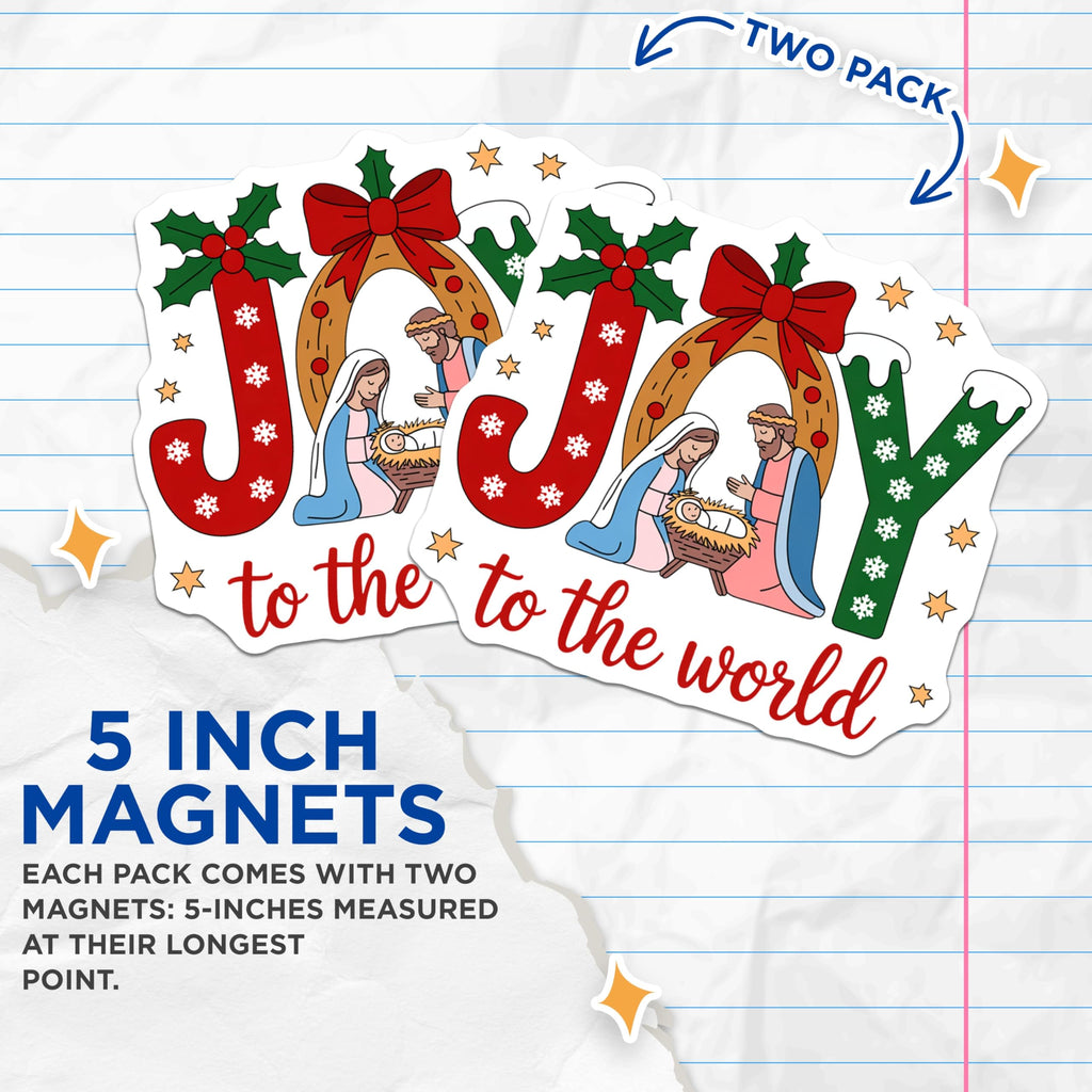 (2 Pack) Christmas Nativity Magnets - Religious Holiday Decor - Christian Kitchen Refrigerator Joy - 5 Inches On Longest Side - Thick Durable Magnet - Made in USA - MAG27508