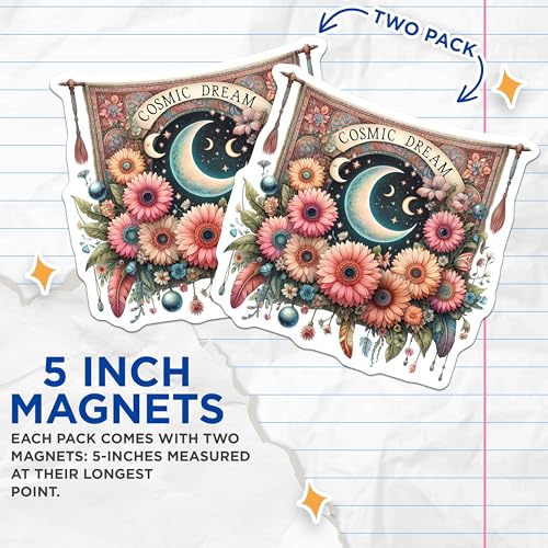 (2 Pack) Cosmic Dream Magnets Magnets - 5" On Longest Side - Made in USA - Sticks to Refrigerators & Metal Surfaces - MAG8881