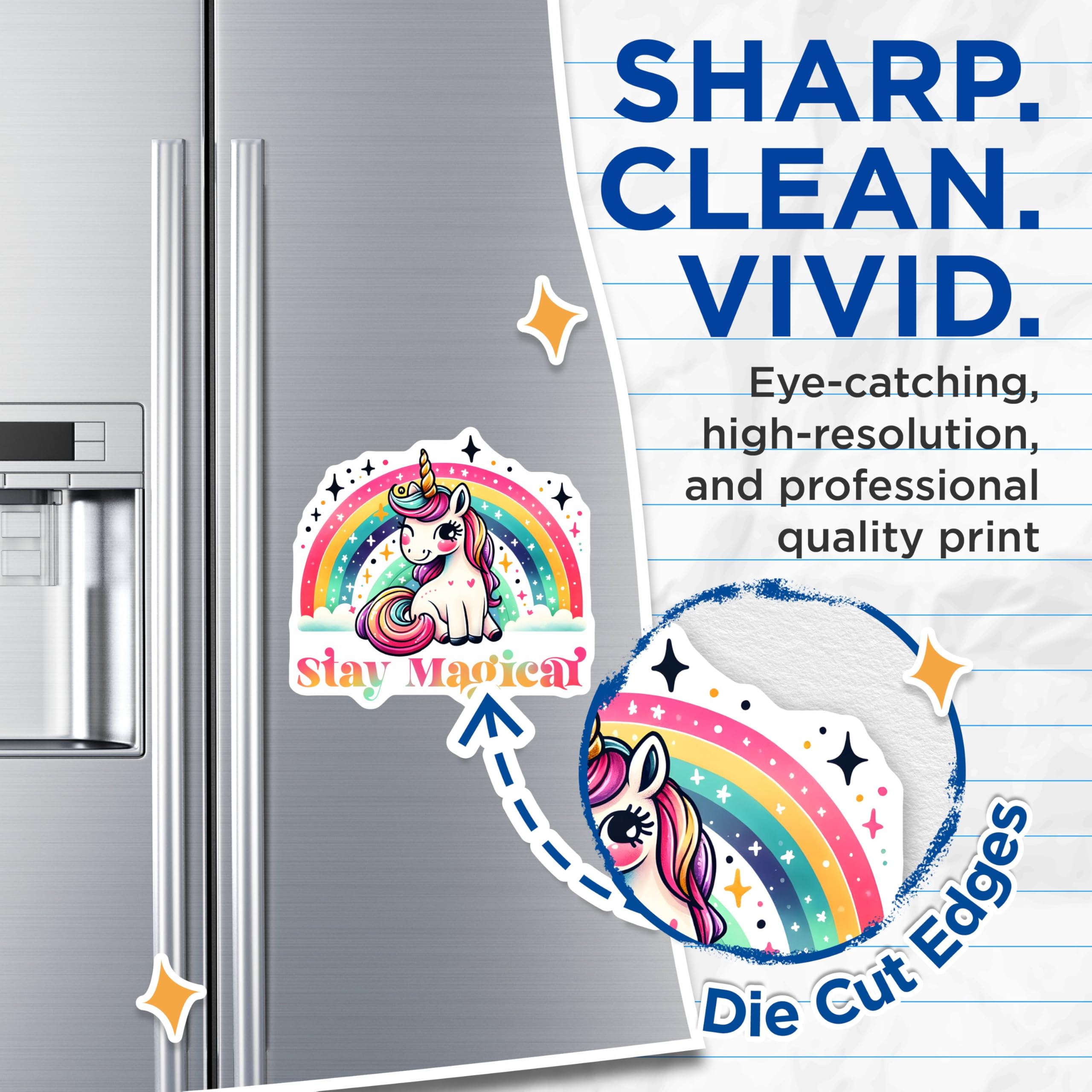 (2 Pack) Stay Magical Unicorn Magnets - 5" On Longest Side - for Cars, Fridges, Toolboxes - Made in USA - MAG8072