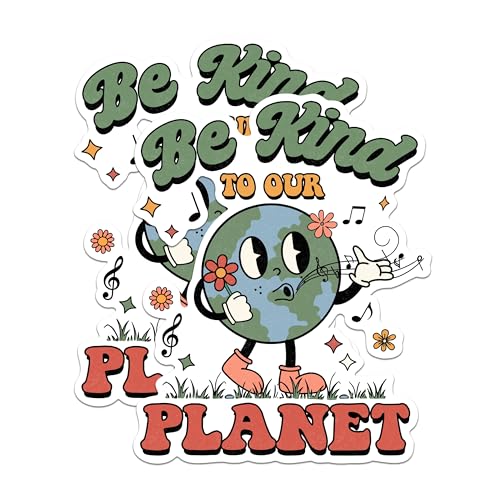 (2 Pack) Be Kind to Our Planet Stickers - Eco-Friendly Earth Stickers - Environmental Awareness Stickers - 5" On Longest Side - Sticks to Any Smooth Flat Surface - Made in USA - BMCS2851