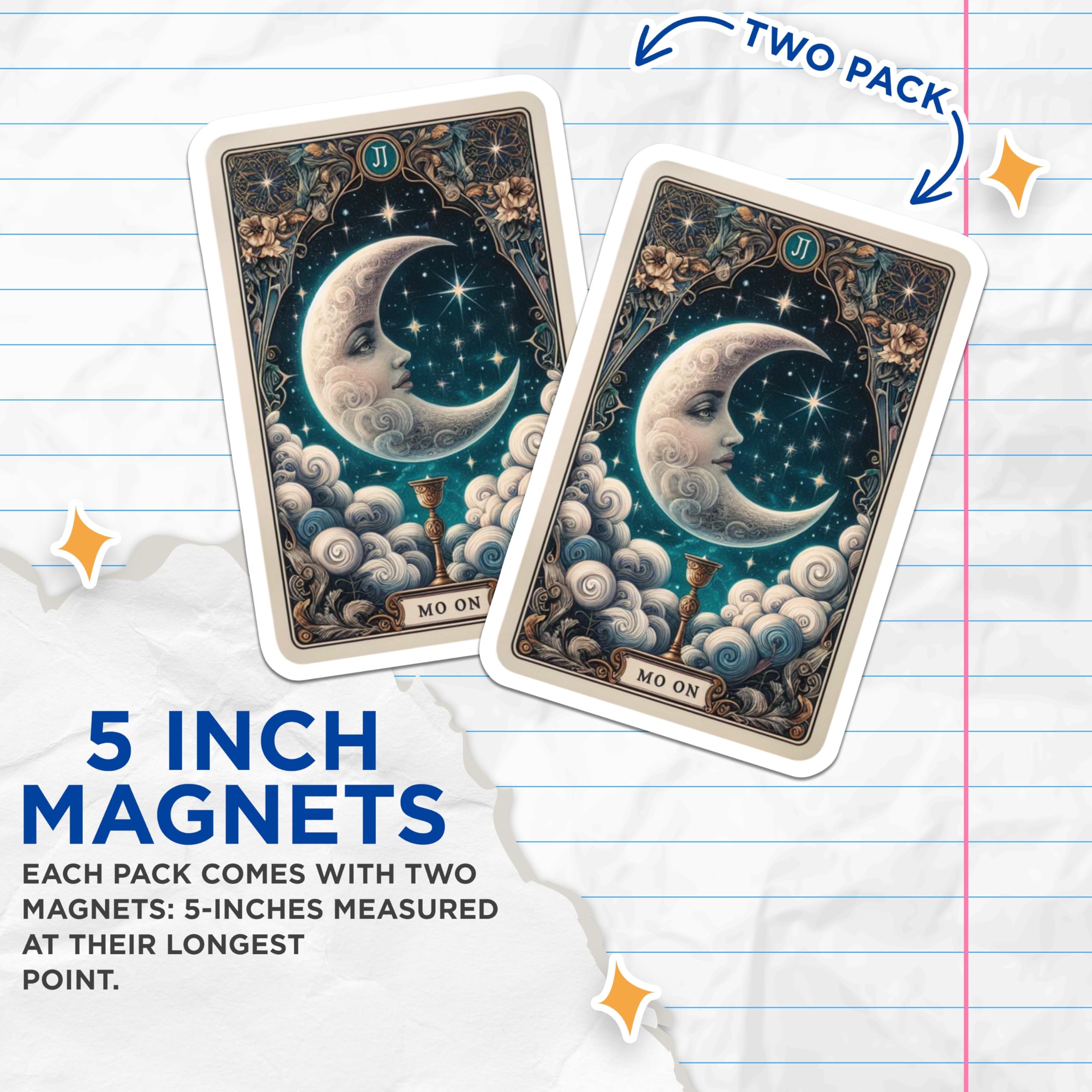 (2 Pack) Moon Goddess Face Magnets - Mystical Celestial Art Decor - Tarot Card Style Design - Ethereal Crescent Moon Fantasy - 5 Inches On Longest Side - Thick Durable Magnet - Made in USA - MAG22593