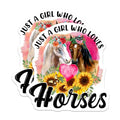 (2 Pack) Just A Girl Who Loves Horses Stickers - Equestrian Art Sticker - Horse Lover Gift - 5" On Longest Side - Sticks to Smooth Flat Surfaces - Made in USA - BMCS5778