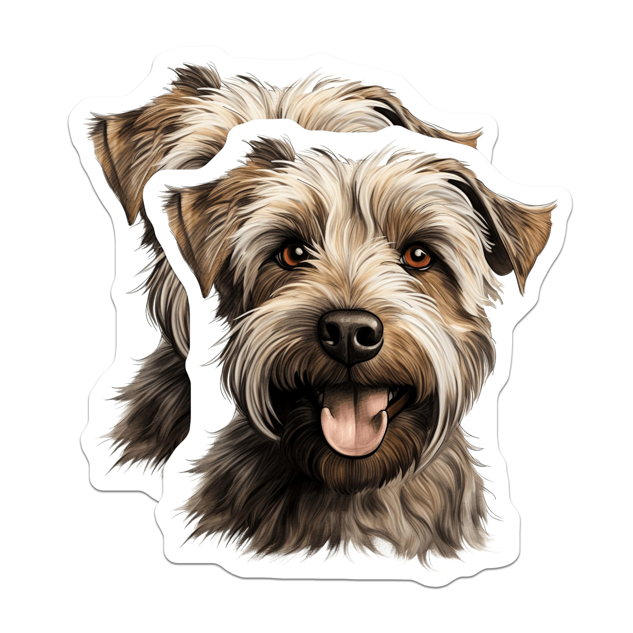 (2 Pack) Cairn Terrier Dog Magnets - Smiling Scruffy Pup Art - Adorable Canine Refrigerator Decor - 5 Inches On Longest Side - Thick Durable Magnet - Made in USA - MAG24459