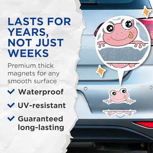 (2 Pack) Cute Frog Magnets - Fun Animal Decor - Kids Room - Refrigerator Magnets - 5" On Longest Side - for Cars, Fridges, Toolboxes - Made in USA - MAG6657