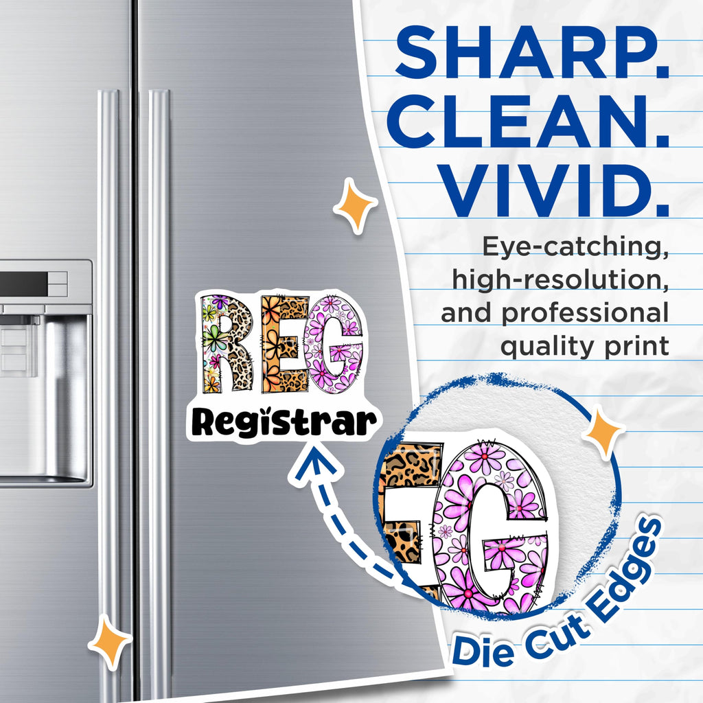 (2 Pack) Registrar Magnets - Floral Registrar - Leopard Print Magnets - 5" On Longest Side - Premium Magnet - for Cars, Refrigerators, Toolboxes, Lockers - Made in USA - MAG15265