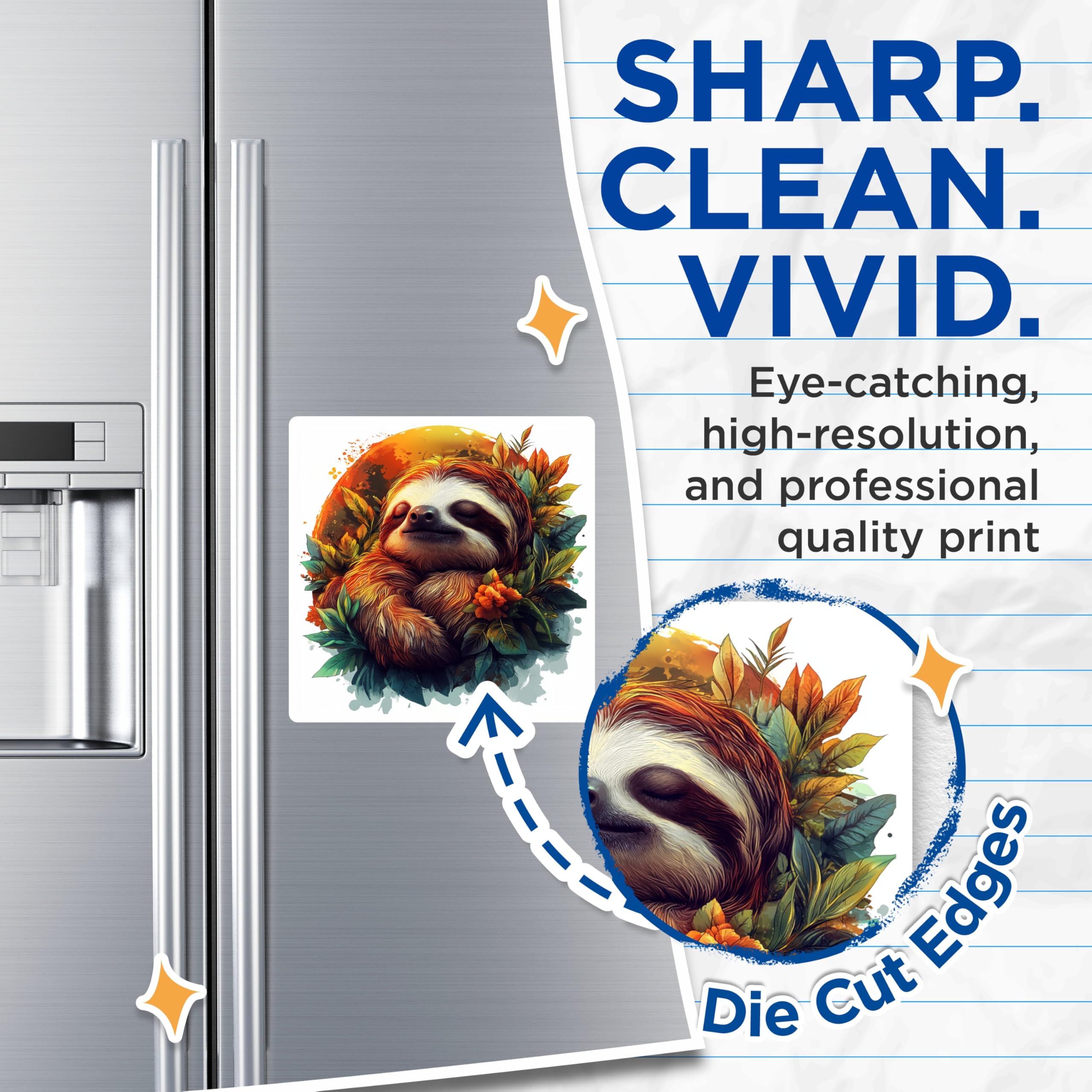 (2 Pack) Sloth Magnets - Sleeping Sloth Fridge Decor - Cozy Tropical Animal Locker Magnets - Cute Nature Lover Art - 5 Inches On Longest Side - Thick Durable Magnet - Made in USA - MAG27104
