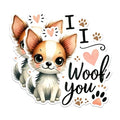 (2 Packs) I Woof You Cute Puppy Stickers - Love Dogs Pet Mom Dad Decals - 5 Inches On Longest Side - Premium Vinyl Decal - Sticks to Any Smooth Flat Surface - Made in USA - BMCS2335