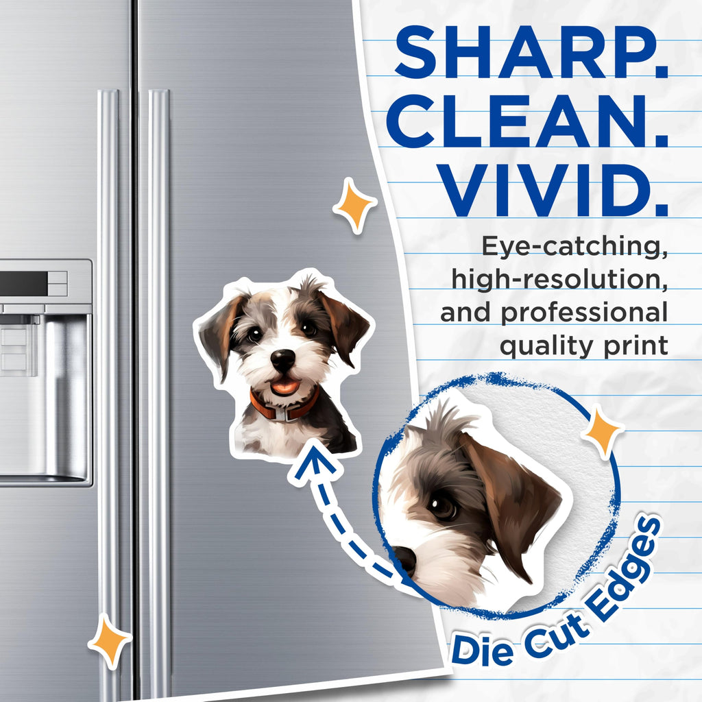(2 Pack) Happy Puppy Dog Magnets - Cute Pet Lover Accessories - Animal Themed Home Decor - 5 Inches On Longest Side - Thick Durable Magnet - Made in USA - MAG26665