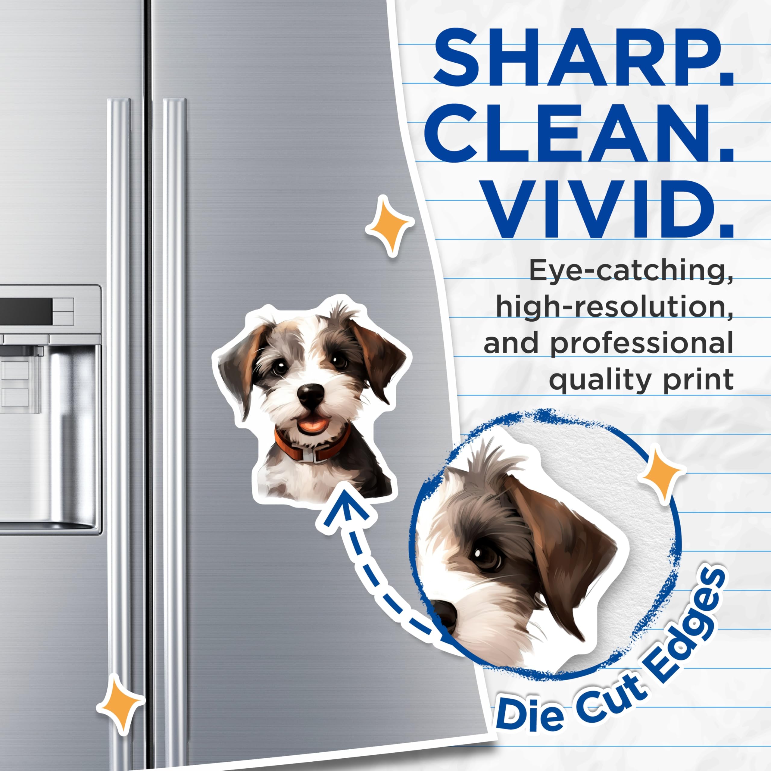 (2 Pack) Happy Puppy Dog Magnets - Cute Pet Lover Accessories - Animal Themed Home Decor - 5 Inches On Longest Side - Thick Durable Magnet - Made in USA - MAG26665