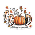 (2 Pack) With God All Things Are Possible Magnets - Autumn Pumpkin Decor - Christian Faith Inspiration - Fall Scripture Quote - 5 Inches On Longest Side - Thick Durable Magnet - Made in USA - MAG24671